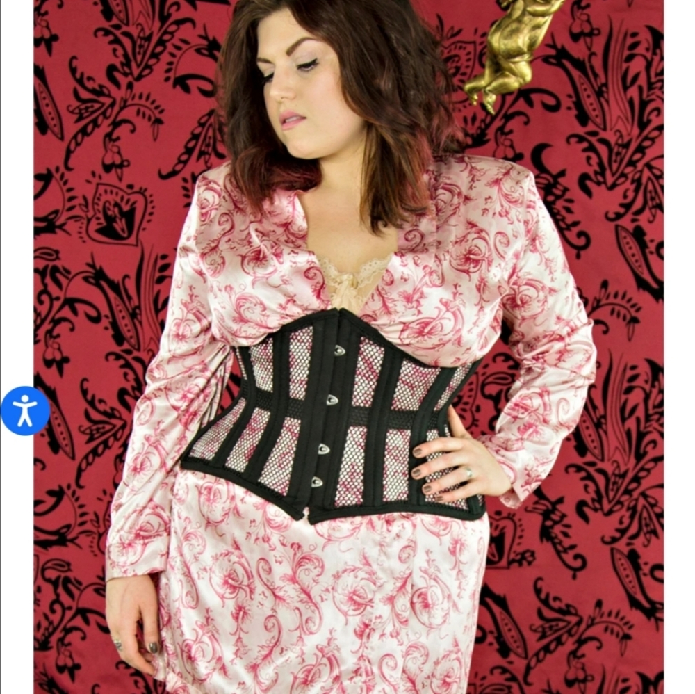 Plus Size Steel Boned Mesh Corset 40inch